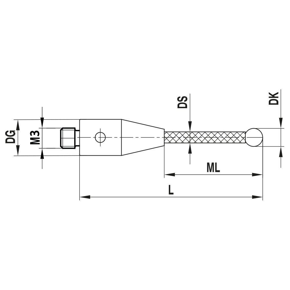 Drawing of product TC M3 030 05 025
