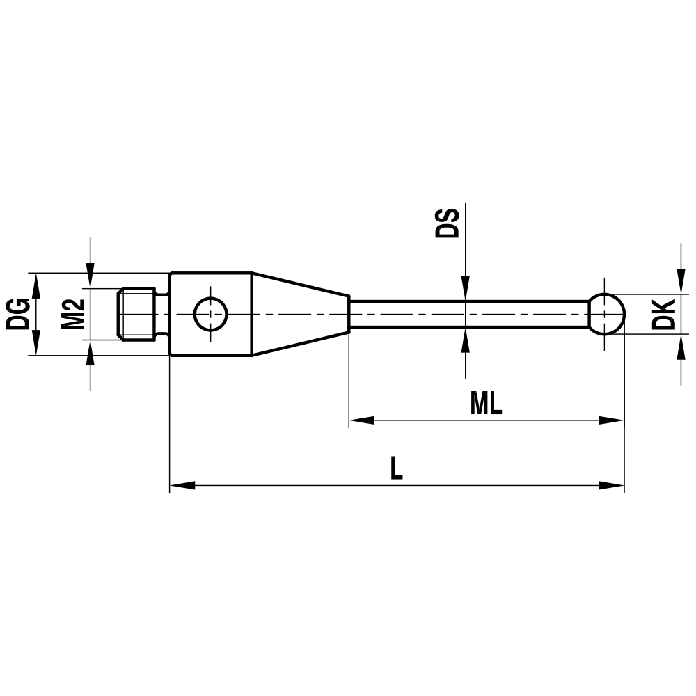 Drawing of product M2 Straight Stylus; DK 0.7 mm; L 20.35 mm