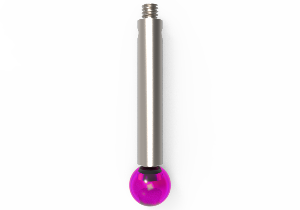 Straight Stylus; base: stainless steel; stem: stainless steel; ball: ruby