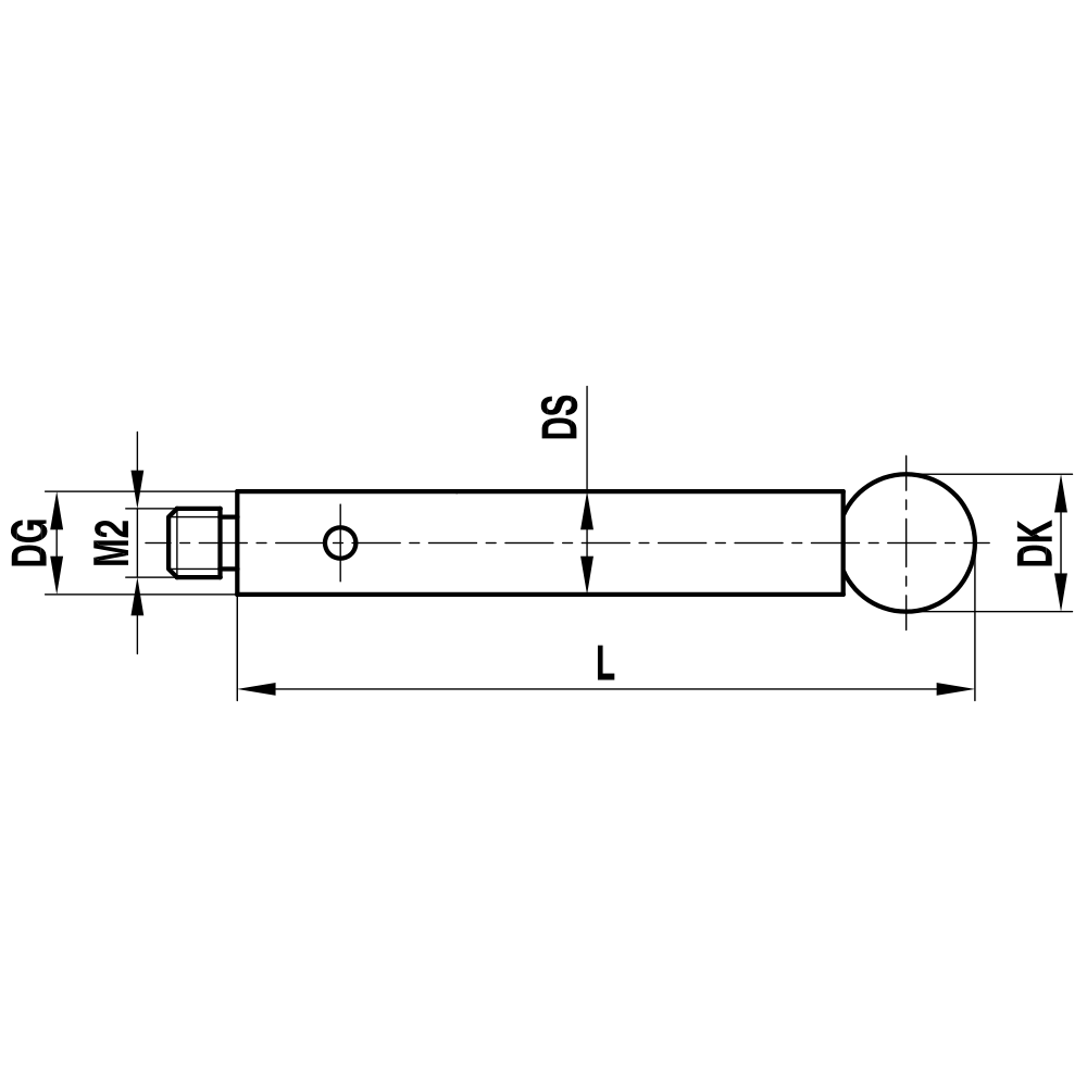 Drawing of product M2 Straight Stylus; DK 5.0 mm; L 22.0 mm