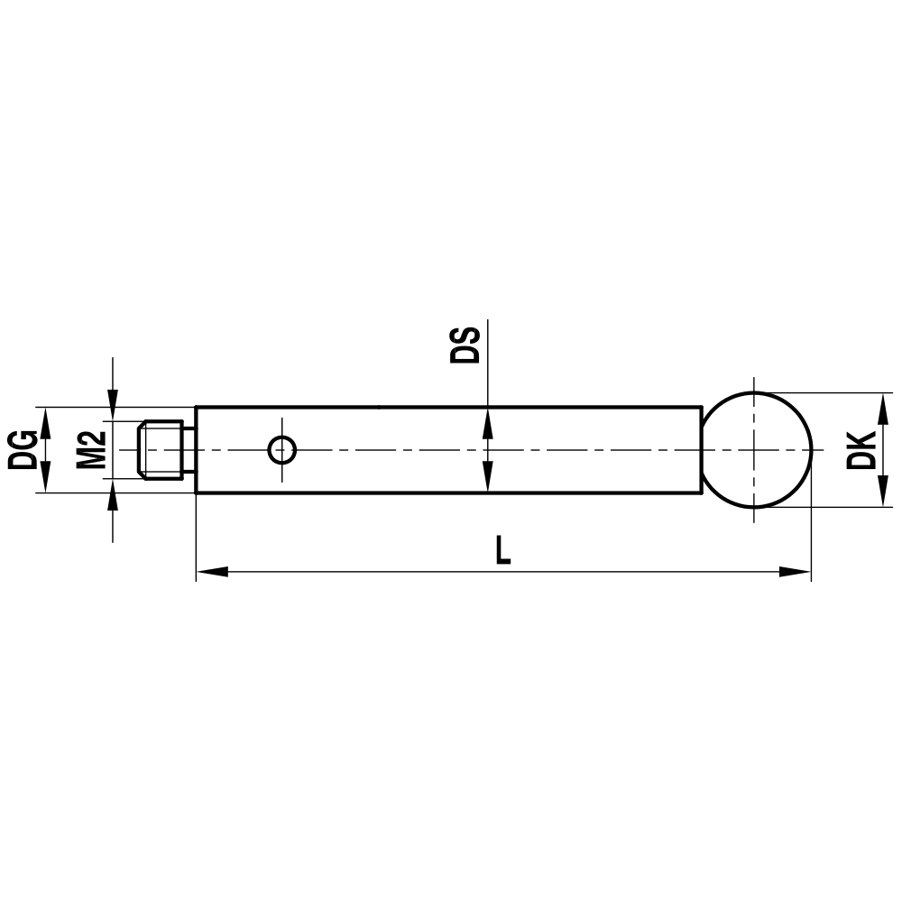 Drawing of product M2 Straight Stylus; DK 4.0 mm; L 32.0 mm