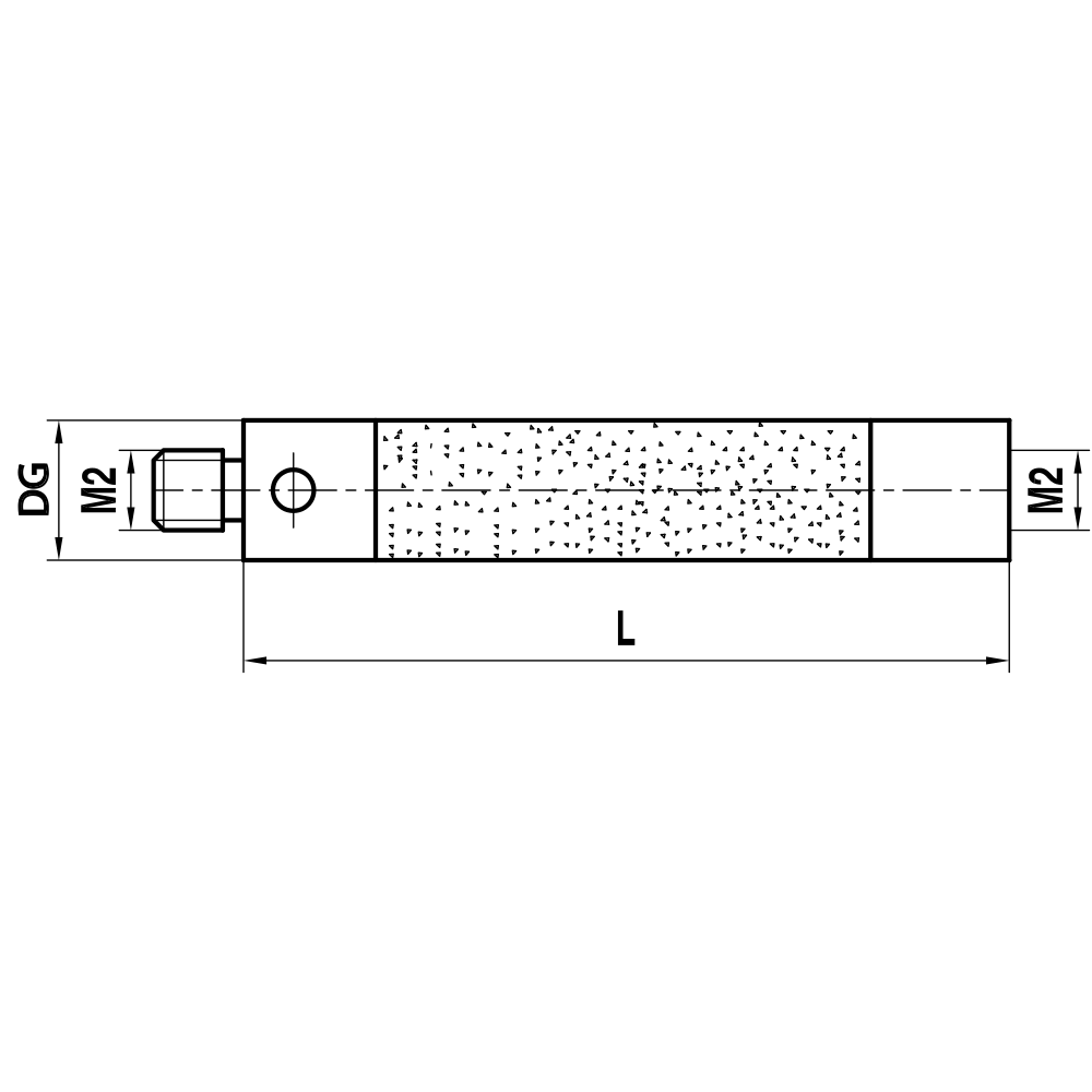 Drawing of product M2 Extension ceramic; DG 3.0 mm; L 50.0 mm